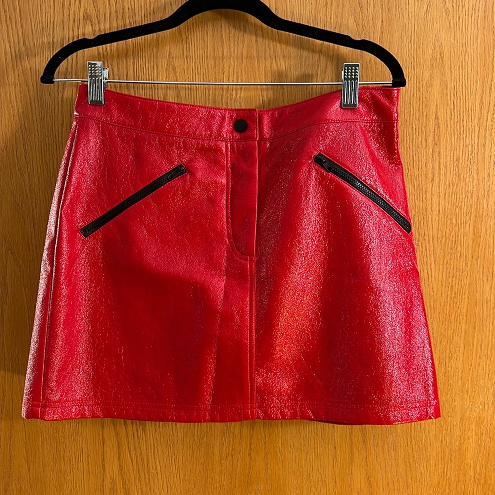 Forever 21 Size Large Faux Leather Red Mini Skirt